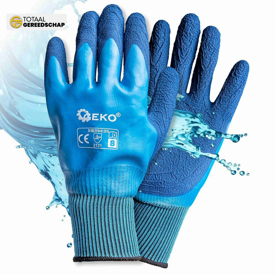 Waterproof work gloves size 8 /polyester – latex/