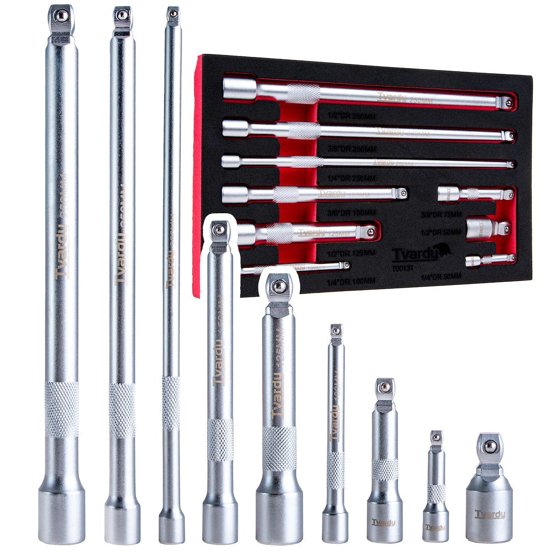 9-delige wobbelverlengset 1/4" 3/8" 1/2" CrV