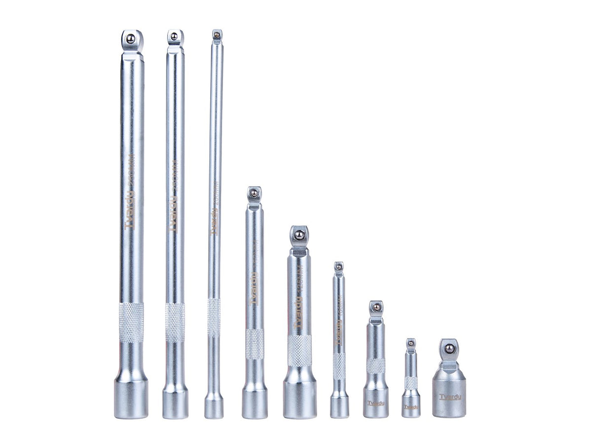 9-delige wobbelverlengset 1/4" 3/8" 1/2" CrV