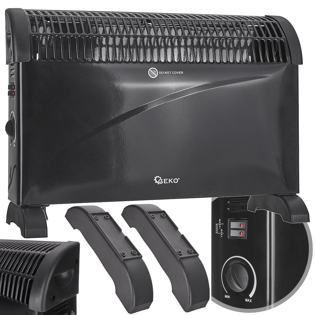 Convectorkachel met thermostaat 2000W (zwart)
