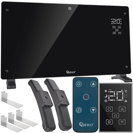 Glazen convectorkachel met LCD, afstandsbediening en WiFi 2500W (zwart)