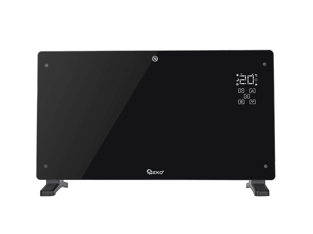 Glazen convectorkachel met LCD, afstandsbediening en WiFi 2500W (zwart)