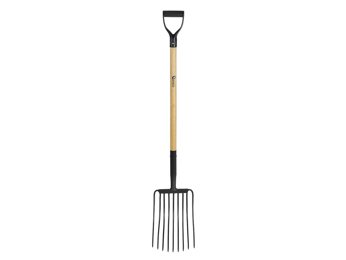 Graafvork met 9 tanden en houten D-handgreep 135cm