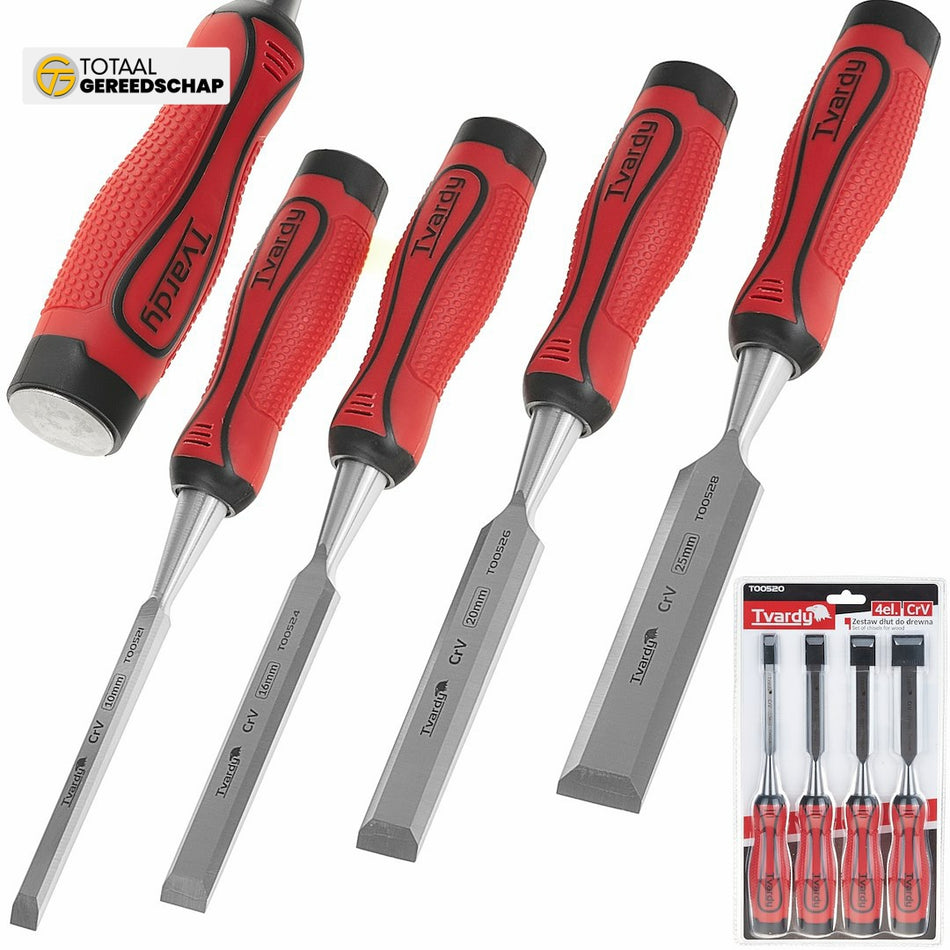 Set of CrV flat chisels for wood 4pcs 10-25mm