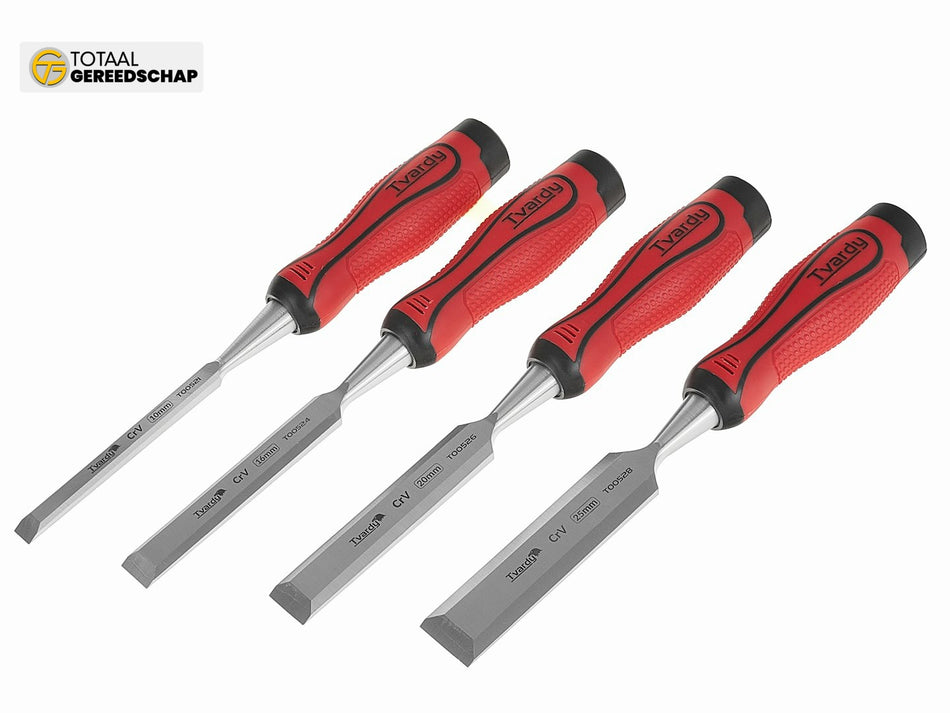 Set of CrV flat chisels for wood 4pcs 10-25mm