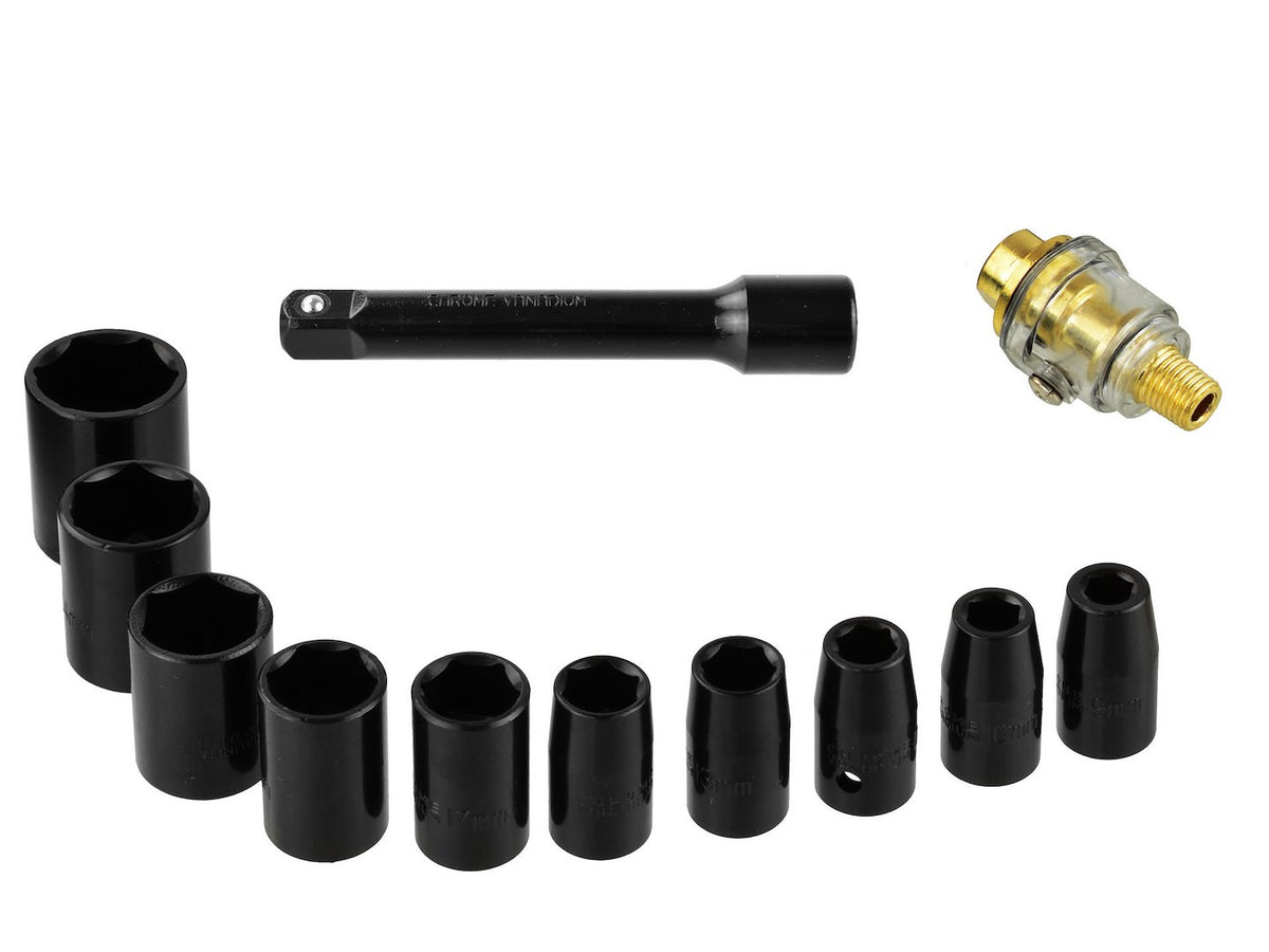1/2" Lucht-slagschroevendraaier met 8-27mm dopset