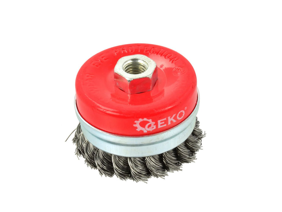 Stalen gedraaide knoopdraad kopborstel 75mm M14 + band