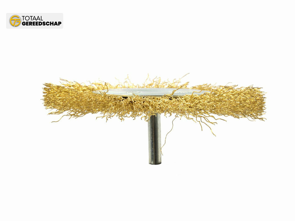 Brass Crimped Wire Wheel Brush 100mm Shaft 6mm