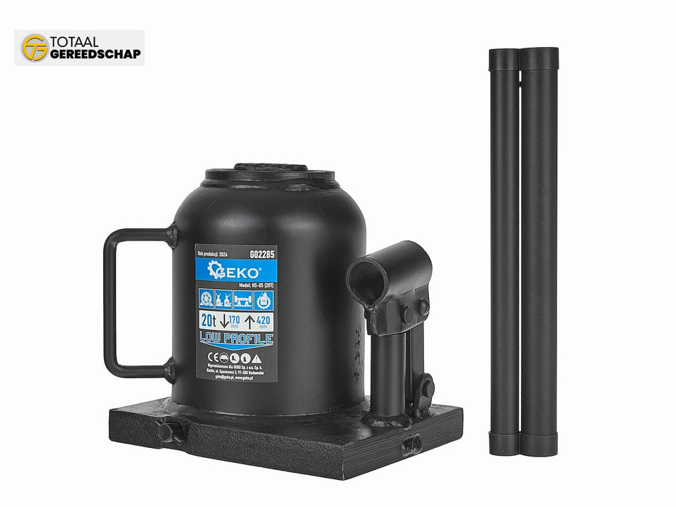 Double ram welded bottle jack low profile 20T