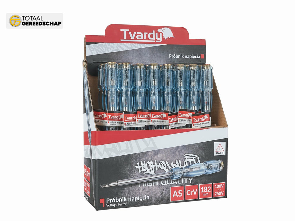 Voltage tester 182mm 100-250V - display box