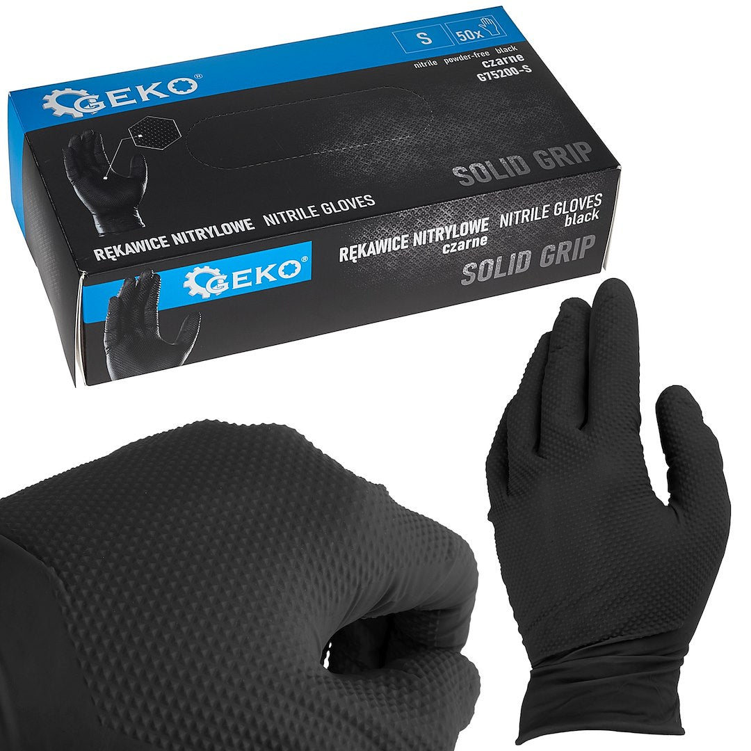 Nitrilhandschoenen SOLID GRIP 50 stuks maat S, zwart