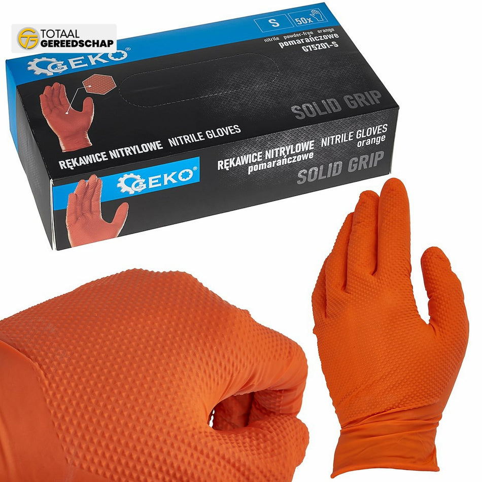 Nitrlile gloves SOLID GRIP 50pcs size S, orange
