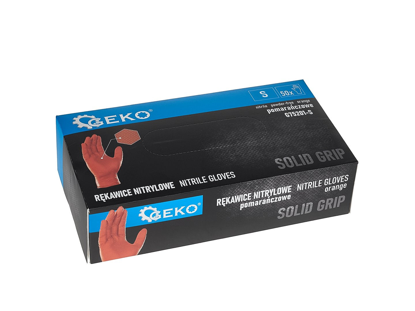 Nitril handschoenen SOLID GRIP 50st maat S, oranje