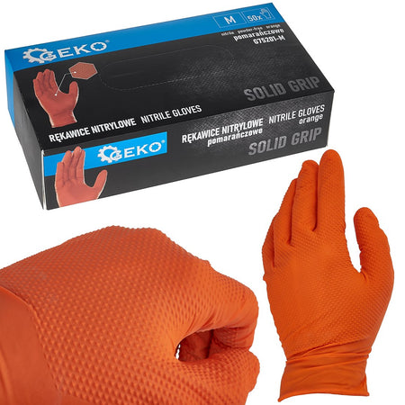 Nitril handschoenen SOLID GRIP 50st maat M, oranje