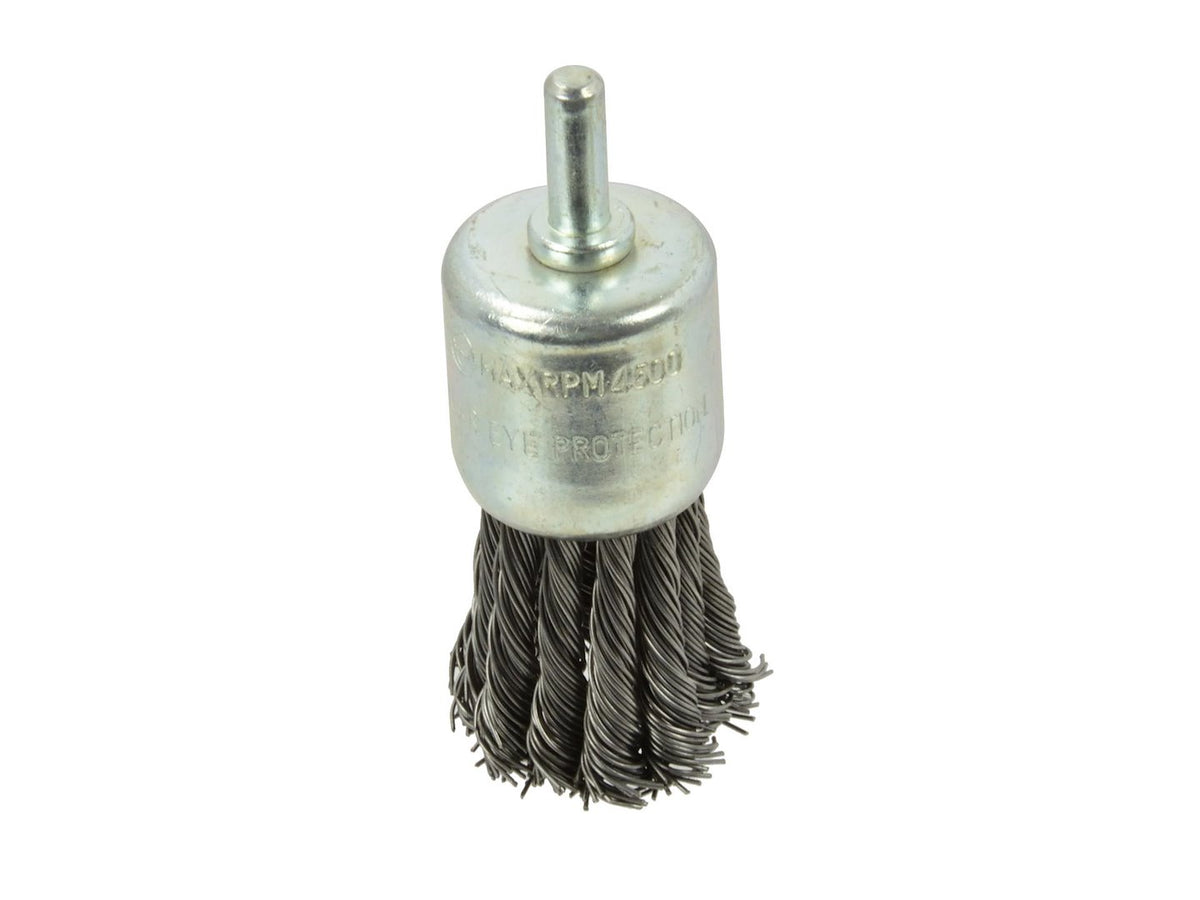 Gedraaide knoop stalen draadeindborstel 28mm voor boormachines 6mm