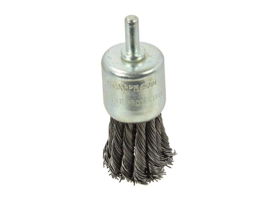 Gedraaide knoop stalen draadeindborstel 28mm voor boormachines 6mm