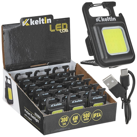 Mini zaklamp voor in de zak met magneet LED COB 6W 500mAh 300lm IPX4 – displaydoos