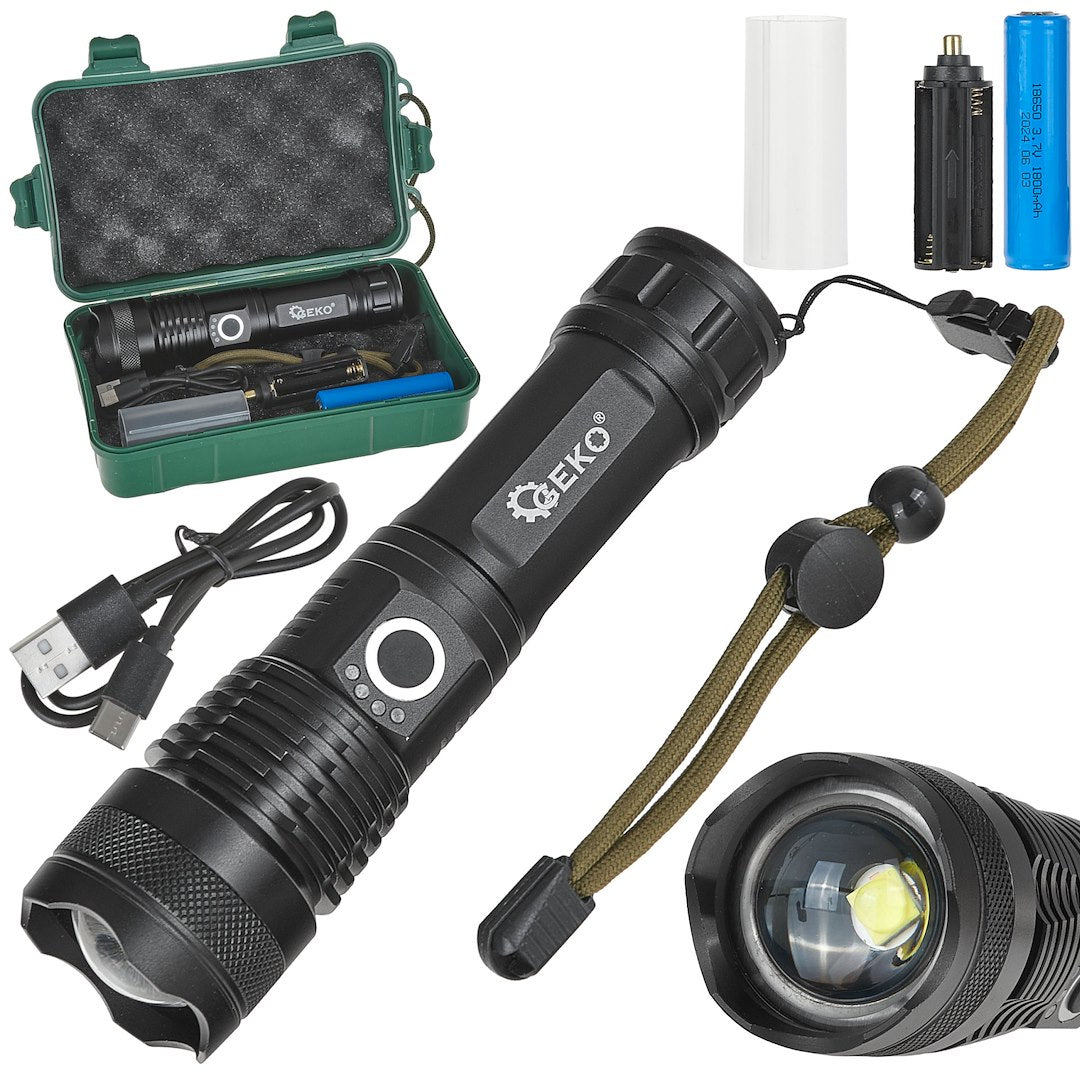 Tactische zaklamp LED XHP50 15W 1800mAh 1500lm IPX3