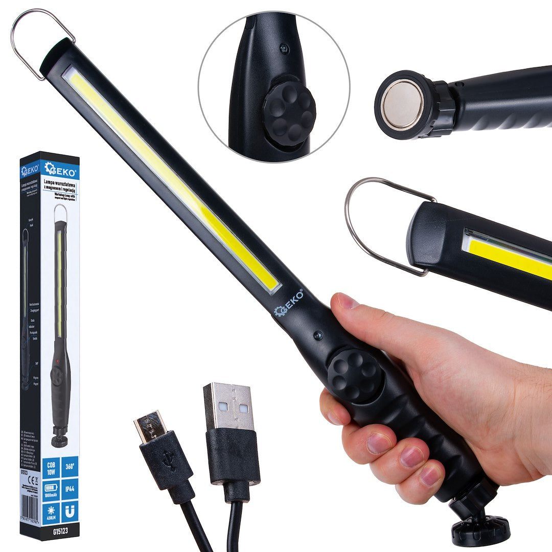 Werkplaatslamp met magneet en lichtregeling LED COB 10W 1800mAh 450lm IP44