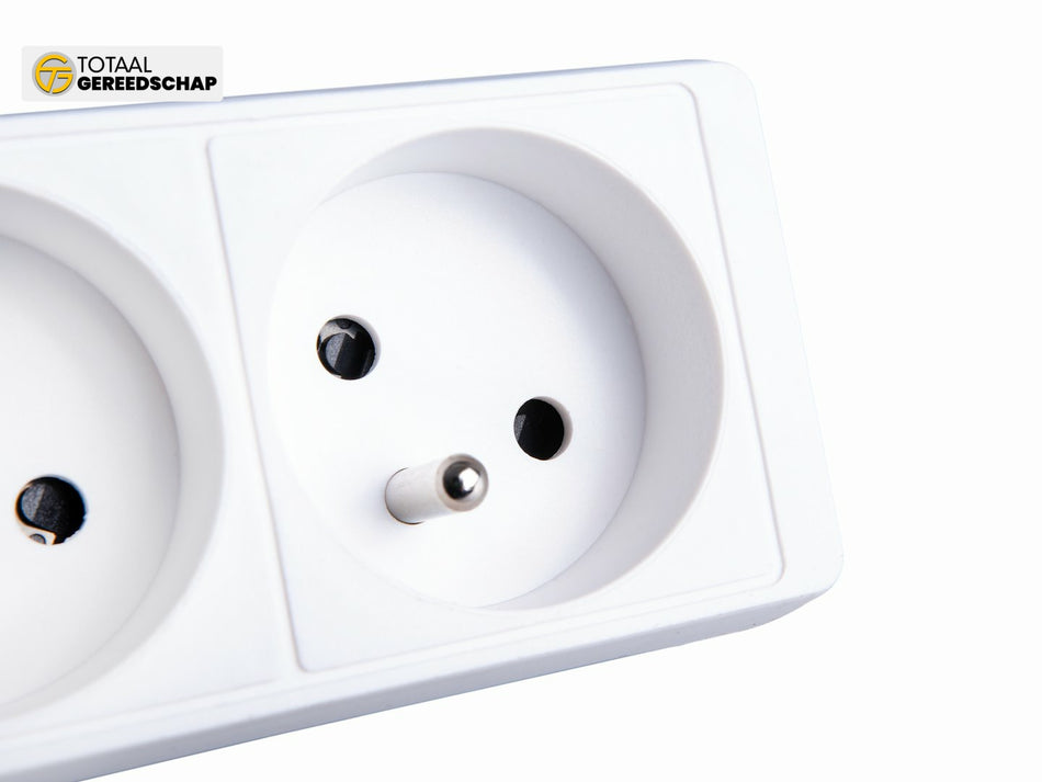 White extension cord with switch 5 sockets 3m