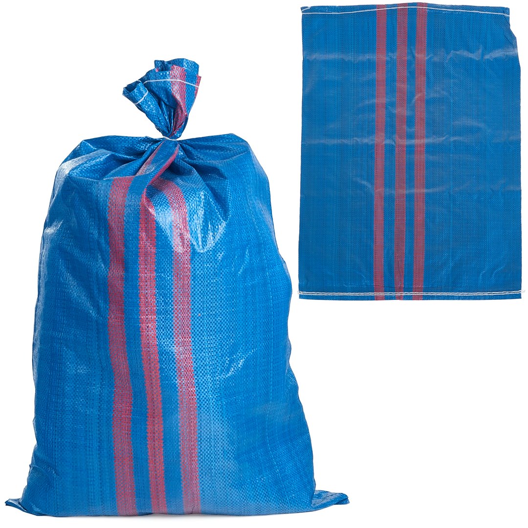 Geweven polypropyleen zak 50x80cm 30kg /Blauw&rood