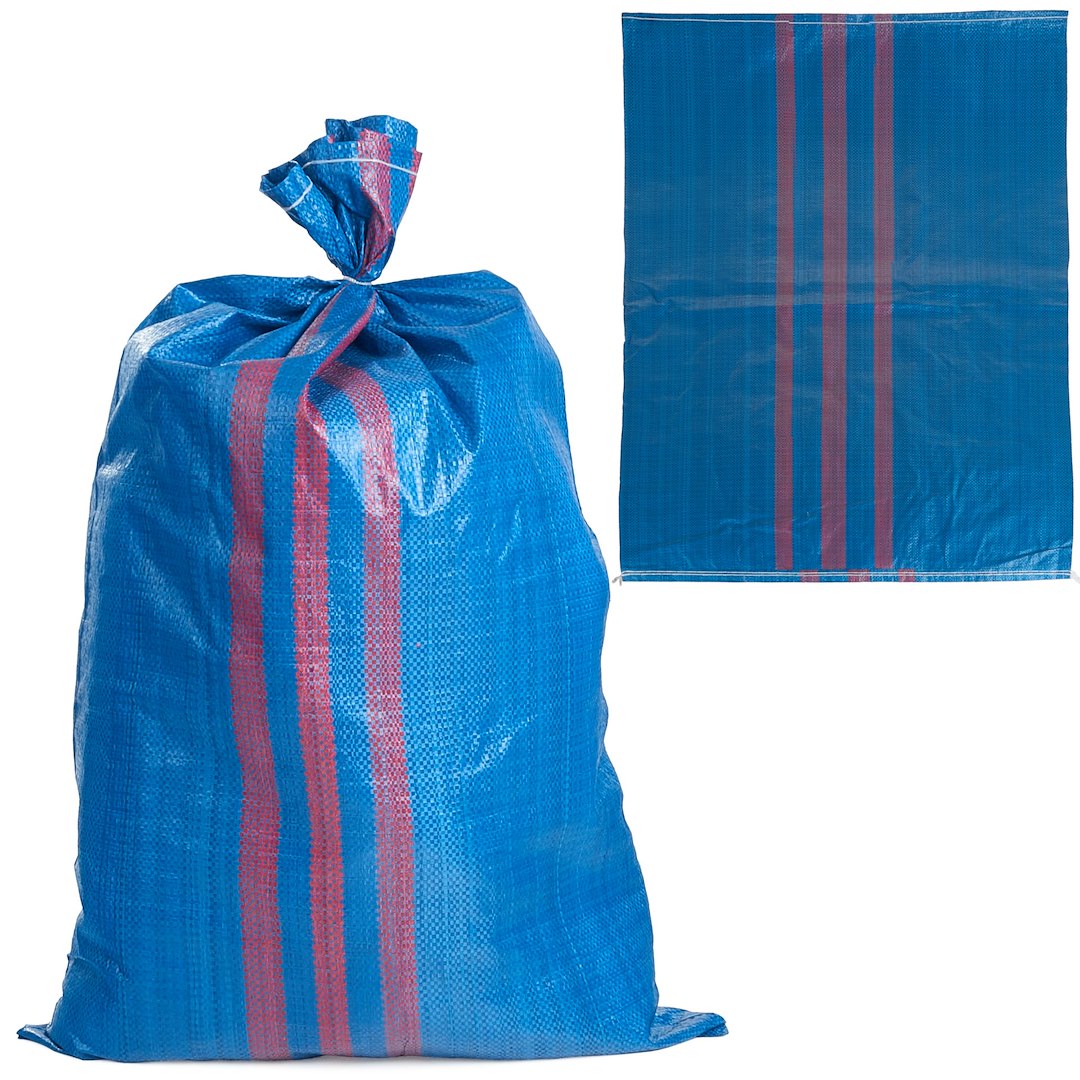 Geweven polypropyleen zak 65x105cm 50kg //Blauw&rood