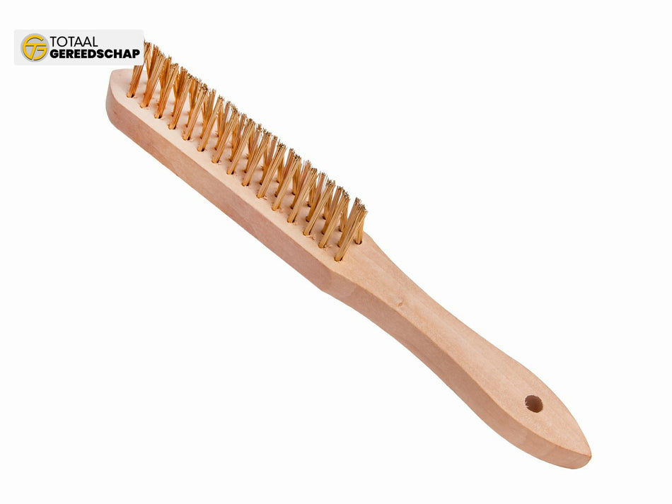 Yellow wire rust brush with 3 rows for wood gaps (12/120)