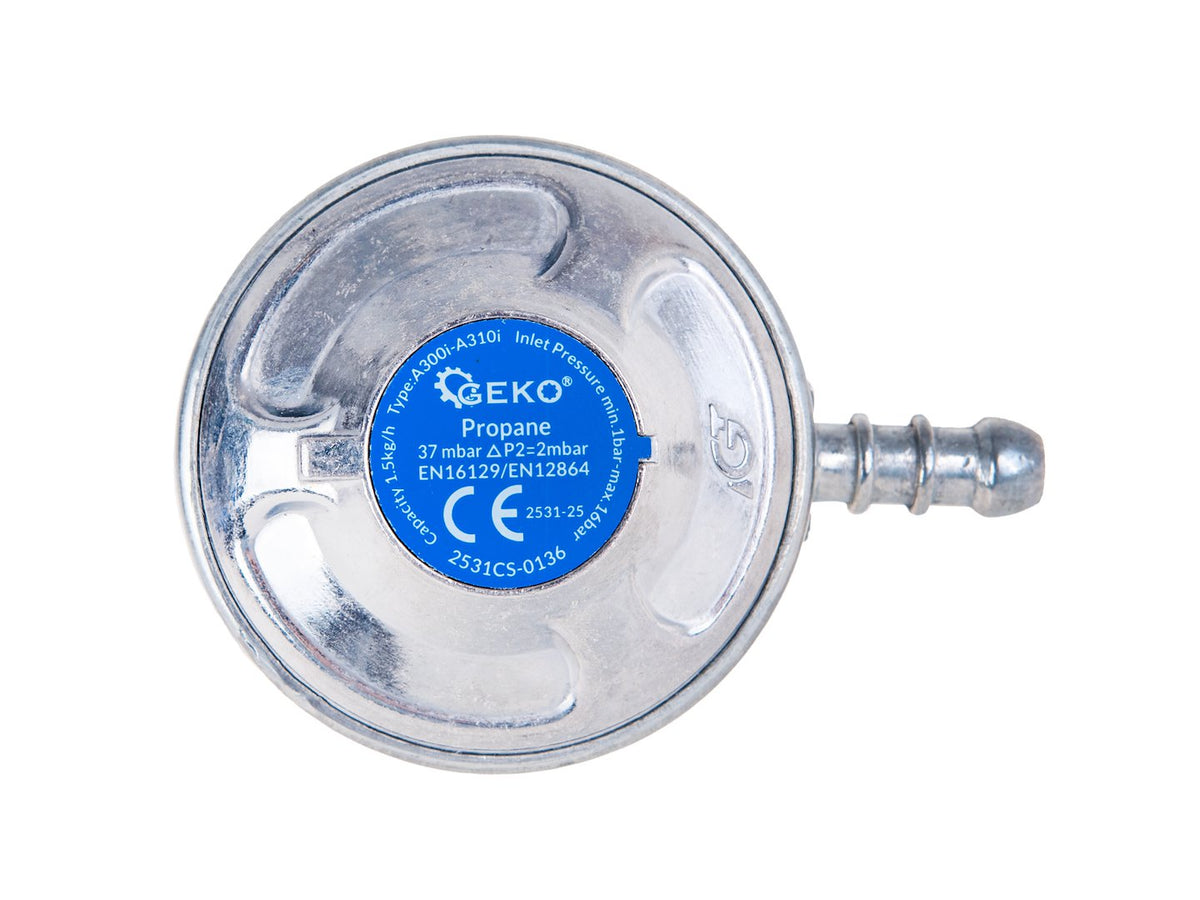 Propaan-butaan gasdrukregelaar met manometer 37 mbar 1,5 kg/u