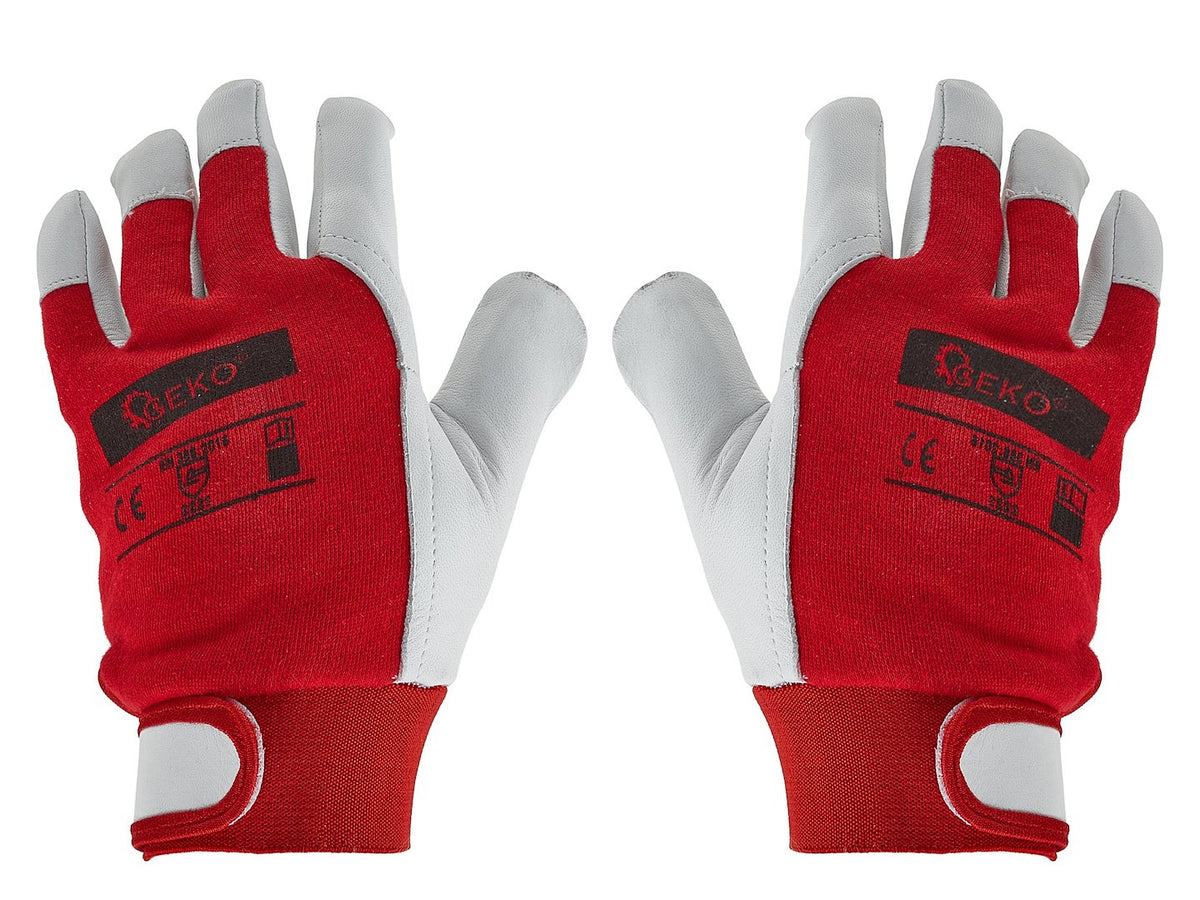 Geitenleer winterhandschoenen, elastische katoenen achterkant, klittenbandsluiting mt.9