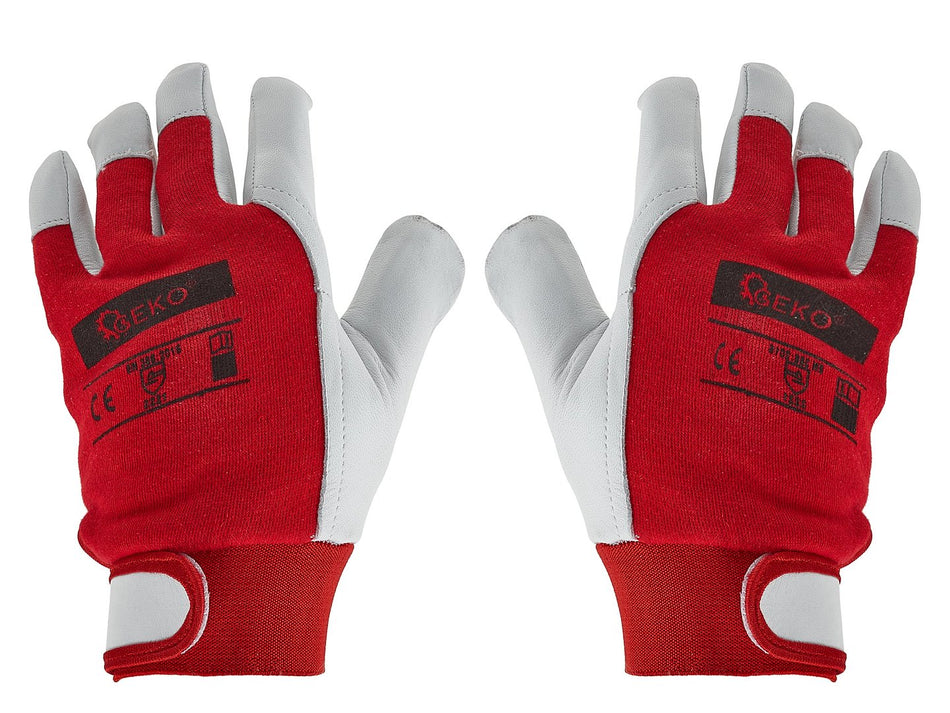 Geitenleer winterhandschoenen, elastische katoenen achterkant, klittenbandsluiting mt.9