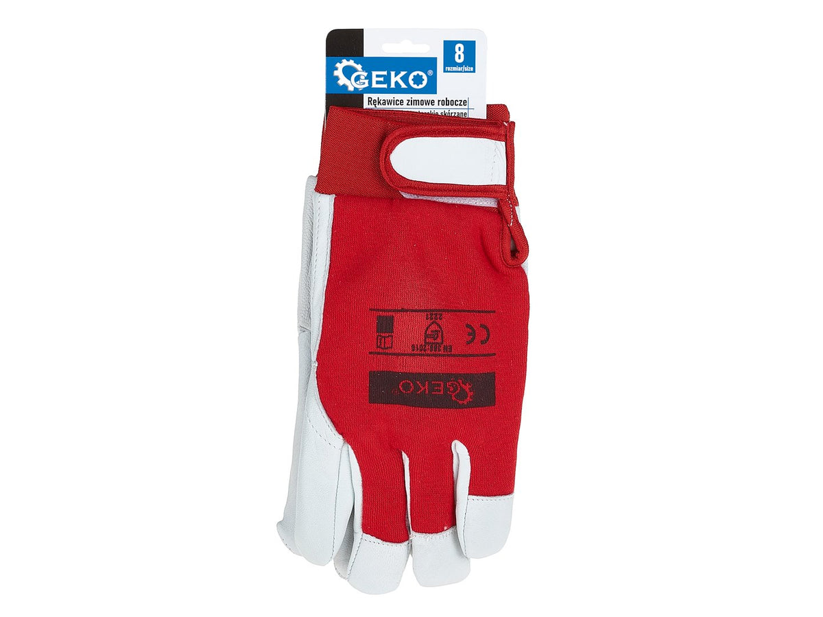 Geitenleer winterhandschoenen, elastische katoenen achterkant, klittenbandsluiting mt.9