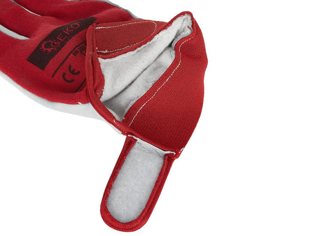Geitenleer winterhandschoenen, elastische katoenen achterkant, klittenbandsluiting mt.10