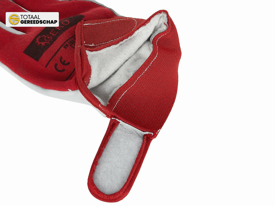 Goat leather winter gloves, elastic cotton back, velcro cuff s.10