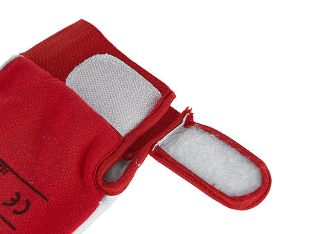 Geitenleren gele handschoenen, elastische katoenen achterkant, klittenbandsluiting mt.9