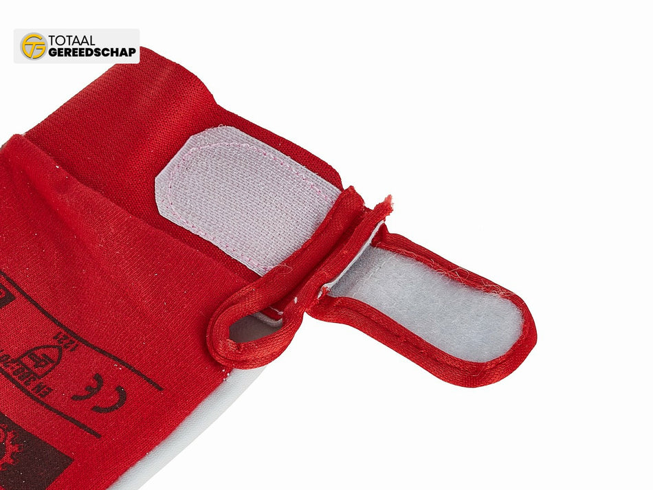 Goat leather red gloves, elastic cotton back, velcro cuff s.11