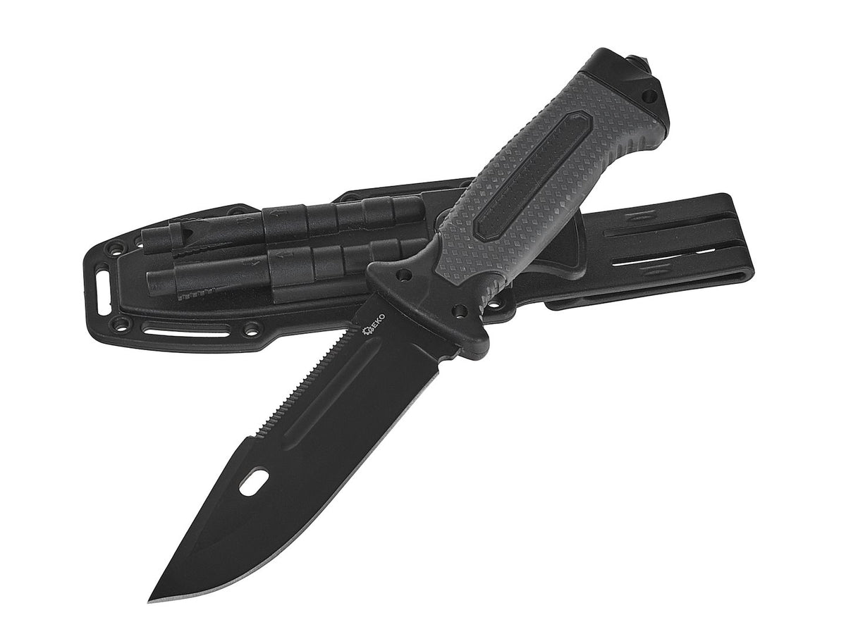 Tactisch zakmes 200/85mm met schede ZWARTE SURVIVAL SERIE