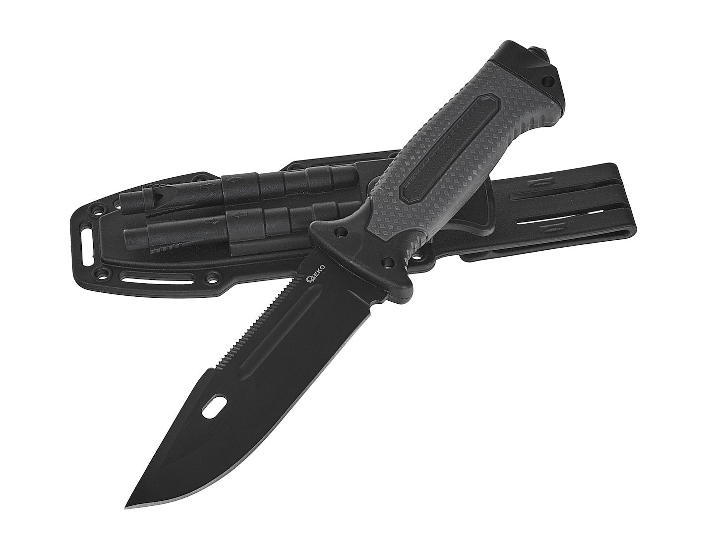Tactisch zakmes 200/85mm met schede ZWARTE SURVIVAL SERIE