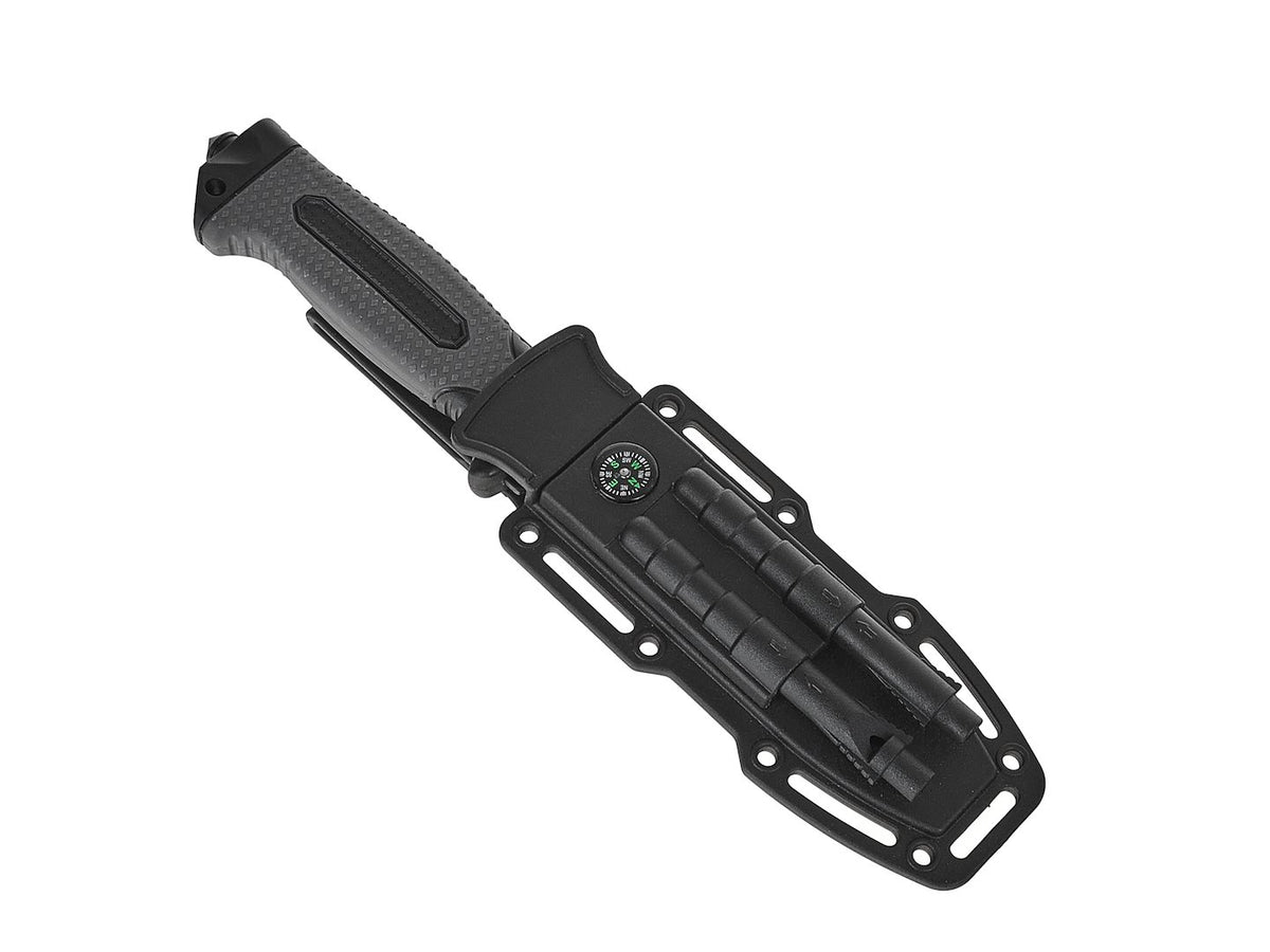 Tactisch zakmes 200/85mm met schede ZWARTE SURVIVAL SERIE