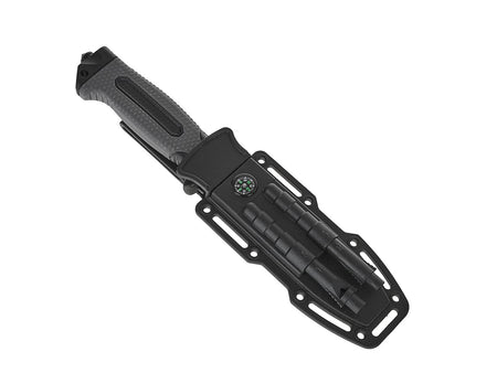 Tactisch zakmes 200/85mm met schede ZWARTE SURVIVAL SERIE