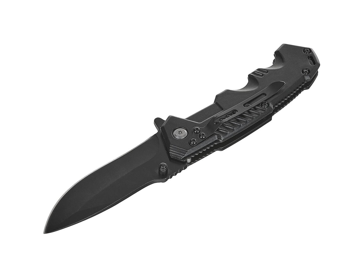 Tactisch Fink-mes 215/105mm met schede ZWARTE SURVIVAL SERIE – displaybox