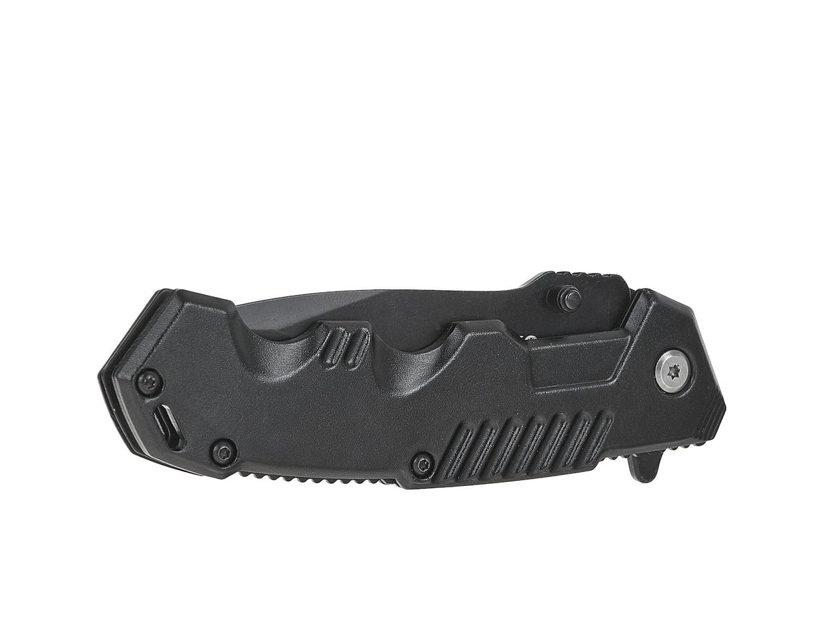 Tactisch Fink-mes 215/105mm met schede ZWARTE SURVIVAL SERIE – displaybox