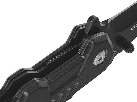 Tactisch Fink-mes 215/105mm met schede ZWARTE SURVIVAL SERIE – displaybox