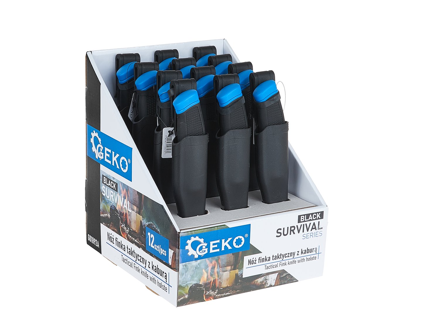 Tactisch Fink-mes 215/105mm met schede ZWARTE SURVIVAL SERIE