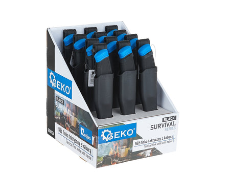 Tactisch Fink-mes 215/105mm met schede ZWARTE SURVIVAL SERIE