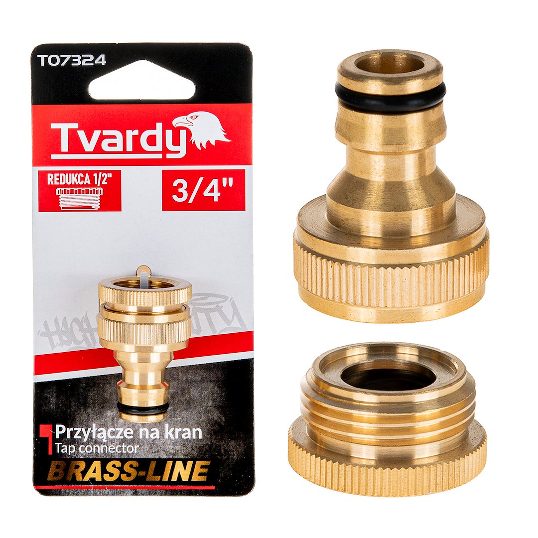 1" kraanaansluiting met 3/4" reducer BRASS-LINE serie