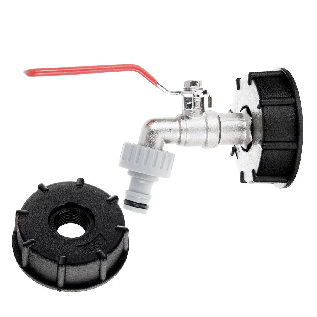 IBC-set - S60x6 adapter + 3/4'' kraan met 1'' buitendraad + tuinslangkoppeling