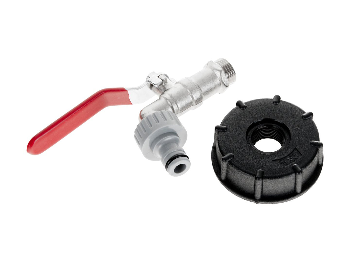 IBC-set - S60x6 adapter + 3/4'' kraan met 1'' buitendraad + tuinslangkoppeling