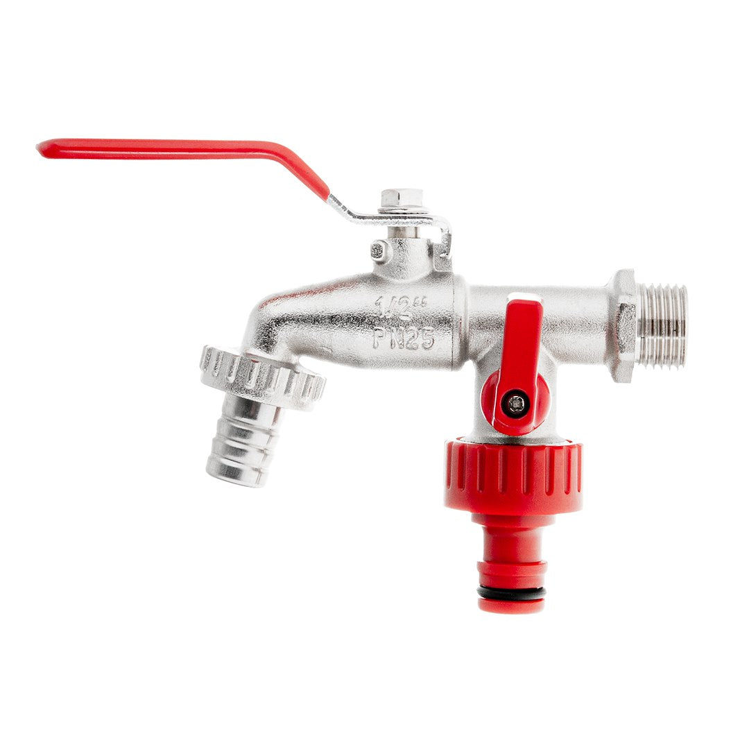 IBC-set - S60x6 adapter + 1/2'' kraan met twee 3/4'' buitendraden + twee tuinslangkoppelingen