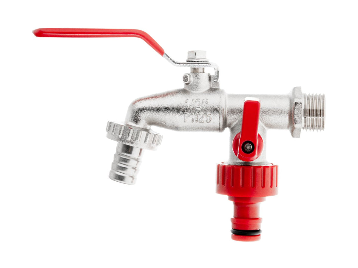 IBC-set - S60x6 adapter + 1/2'' kraan met twee 3/4'' buitendraden + twee tuinslangkoppelingen