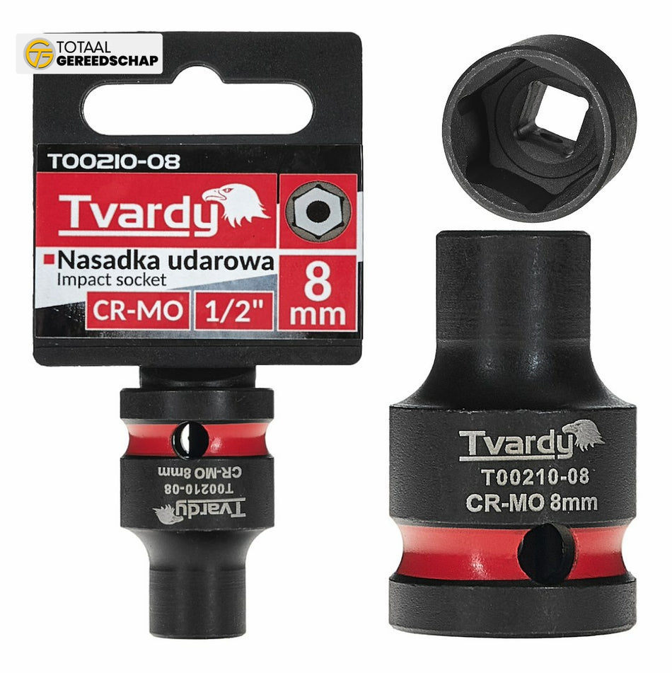 Impact socket  1/2" 6PT 8mm CR-MO